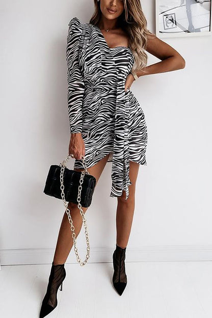 vmtvr - Animal Print One Shoulder Mini Dress