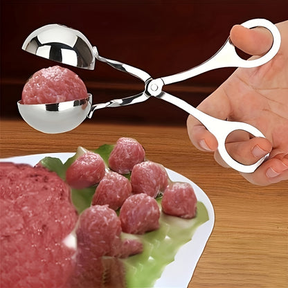 1pc Meat Ballers, Stainless Steel Non-stick Meatball Maker, Tongs, Cake Pop Meatball Maker Ice Tongs, Cookie Dough Scoop For Kitchen