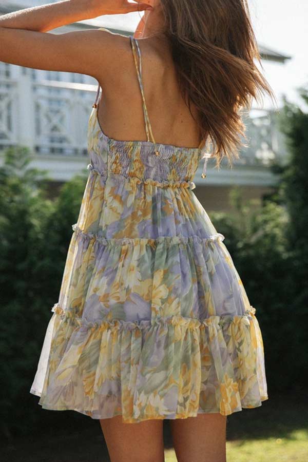 vmtvr - Fashion Lovely Print Sling Chiffon Dress