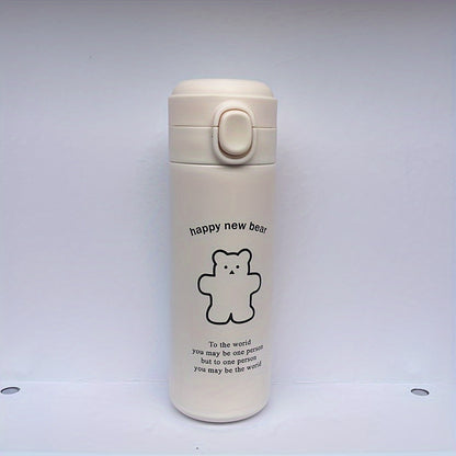 1pc, Cute Bear Vacuum Flask, Stainless Steel Insulated Water Bottles, Travel Thermal Cups, For Hot And Cold Beverages, Summer Winter Drinkware, Gifts