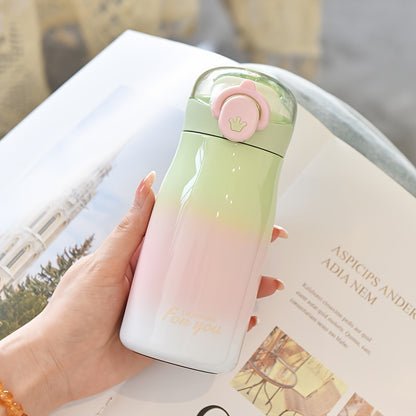 1pc, Small Vacuum Flask, 10.82oz Gradient Color Insulated Water Bottles, Cute Travel Thermal Cups, For Hot And Cold Beverages, Summer Winter Drinkware, Gifts