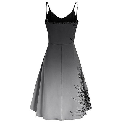 Women‘s Halloween Dress Retro 1950s Vintage Dress Midi Dress Holiday Sequins Backless Tree Spaghetti Strap Sleeveless Regular Fit Spring Fall  Dark Gray Gray M L XL XXL