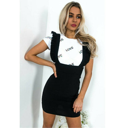 vmtvr Fashion Women Dress Check Dog Tooth Frill Ruffle Pinafore High Waist Bodycon Party Mini Dress Holiday Casual Slim Dress vestidos