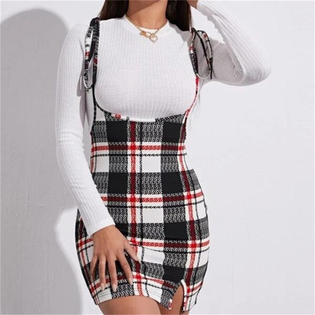 vmtvr Fashion Women Dress Check Dog Tooth Frill Ruffle Pinafore High Waist Bodycon Party Mini Dress Holiday Casual Slim Dress vestidos