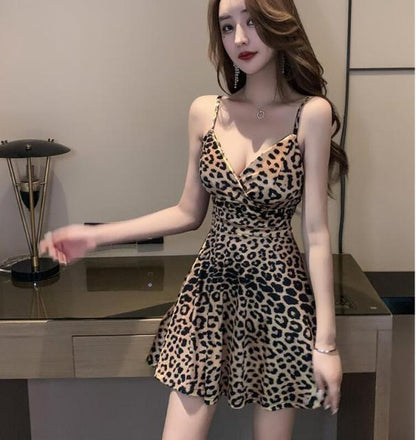 Women A-line Sexy Dress V-Neck Spaghetti Strap Backless Mini Dresses Soild Color Vestidos Slim Trend High Waist For Party